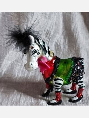 BestPysanky Whimsical Funky Zebra Mercury Glass Vintage Christmas Ornament